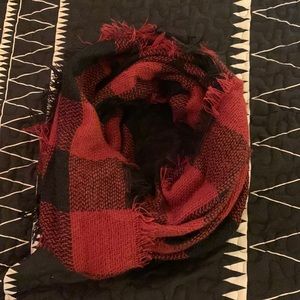 Red and black buffalo check infinity scarf